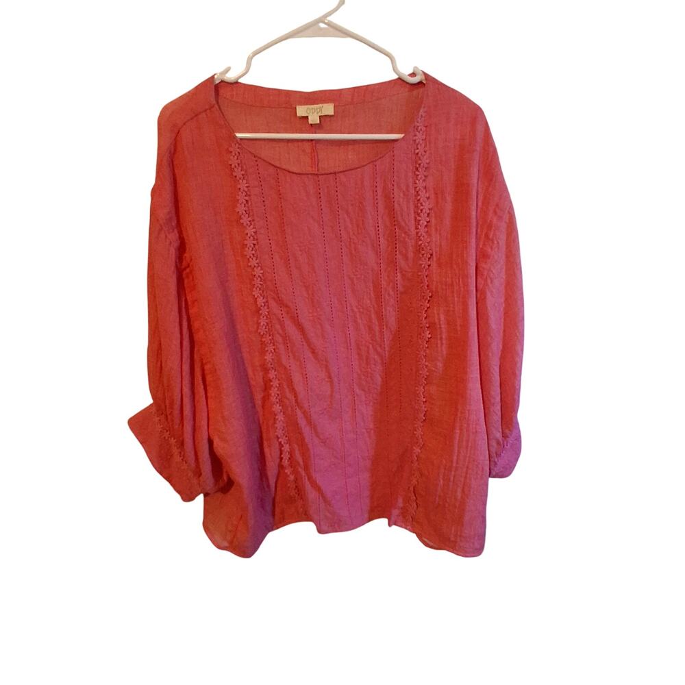 Oddy ladies Sz LG loose fitting cotton boho top